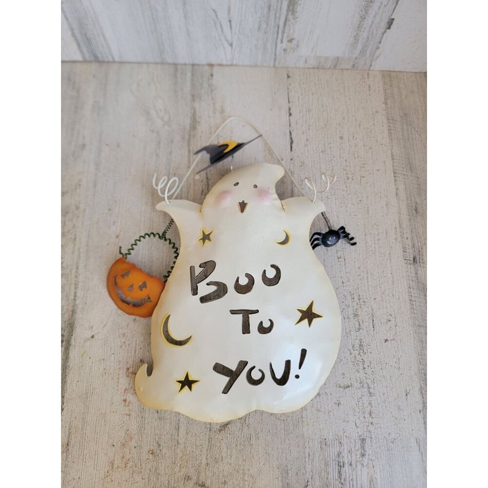 Metal Halloween boo to you ghost sign hanging wall decor cute